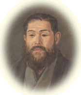 五百城文哉画「桜岡敏肖像」(部分)